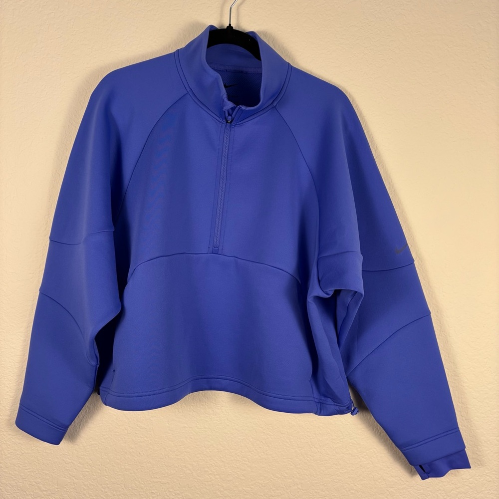 Nike Dri-Fit Prima Half-Zip Blue Thumbholes Long-Sleeve Relaxed Drawstring XL